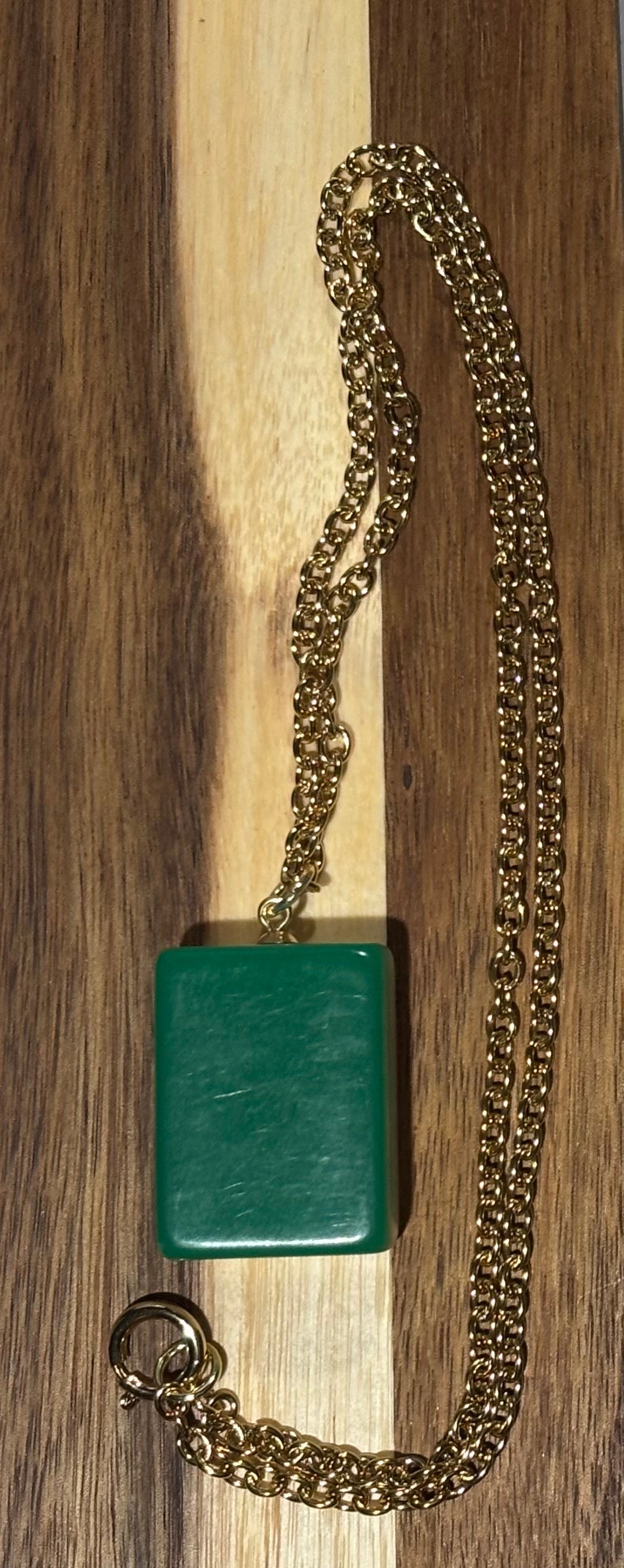 Vintage Mahjong Tile Necklace 2 circles